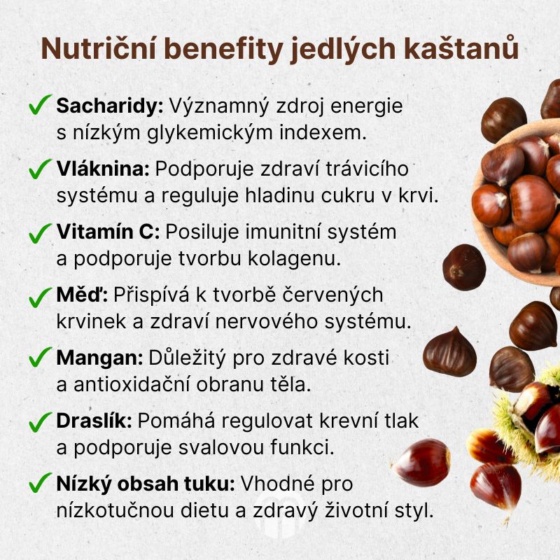 Nutriční benefity jedlých kaštanů